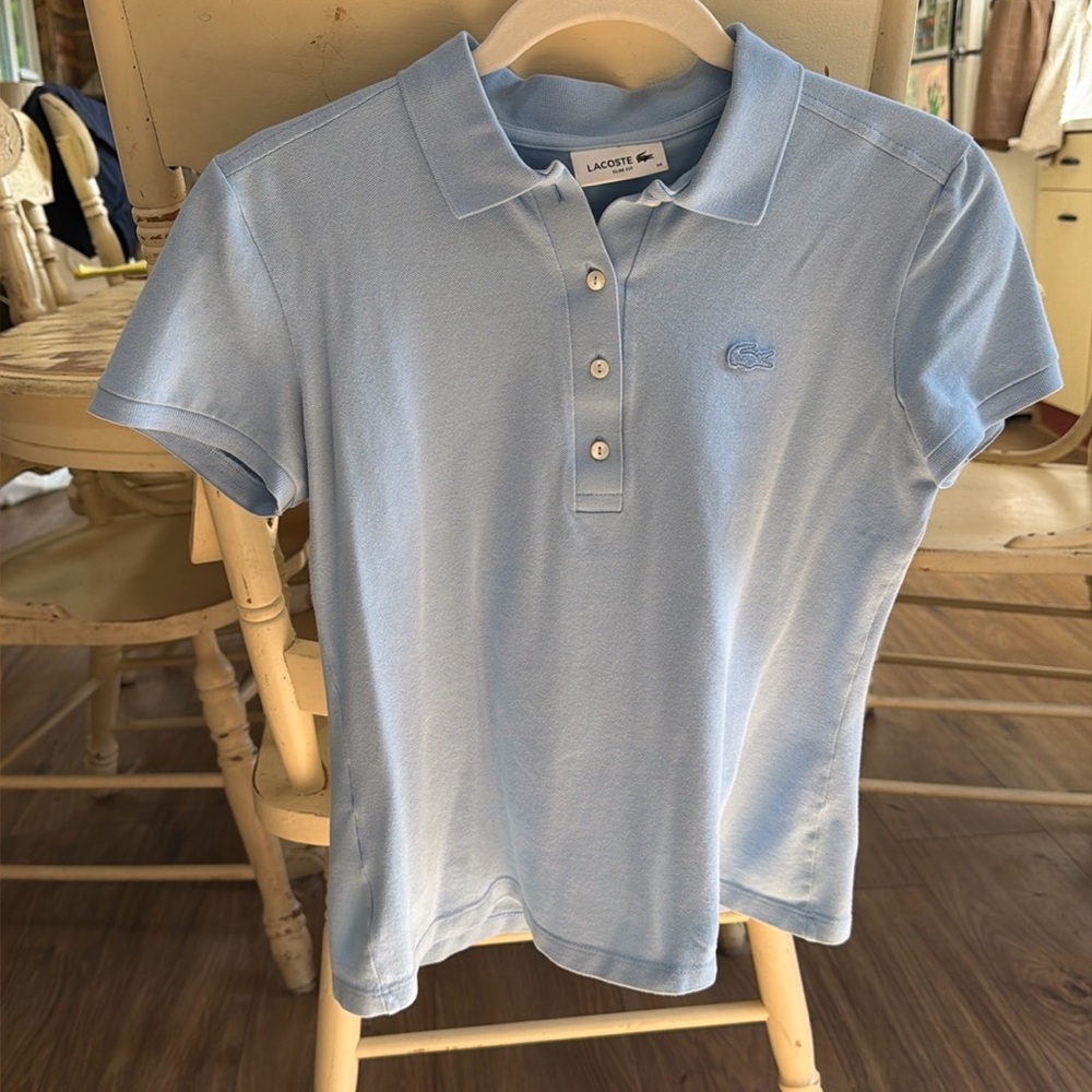 Lacoste Light Blue Slim Fit Women’s Polo - 36